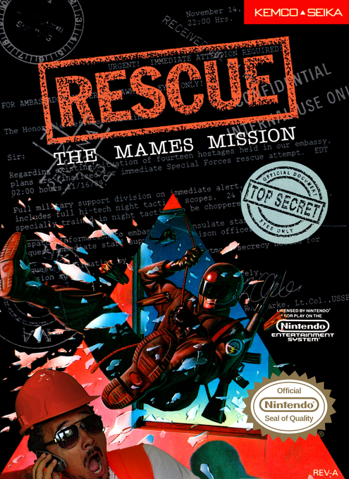 Rescue: The Embassy Mission parody cover