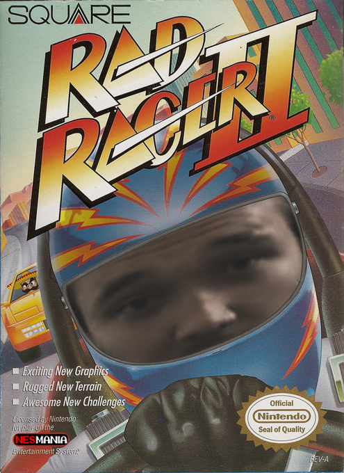 Rad Racer II parody cover